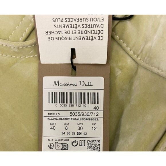 Massimo Dutti Womens Trousers Pants EU 40 US 8 Flocked Velvet Beige 5035/936 NWT - Picture 6 of 10